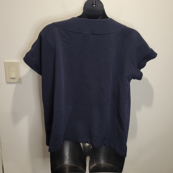 J jill size 2x navy blue knit short sleeves veck top - Picture 3 of 6